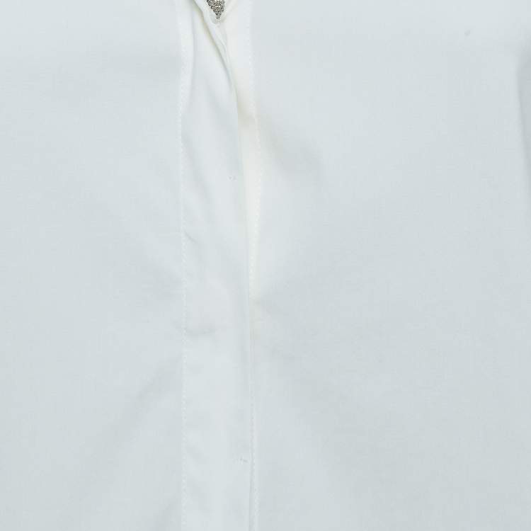 Pre Owned Brunello Cucinelli Off White Embellished Cotton Blend Button Front Shirt XS