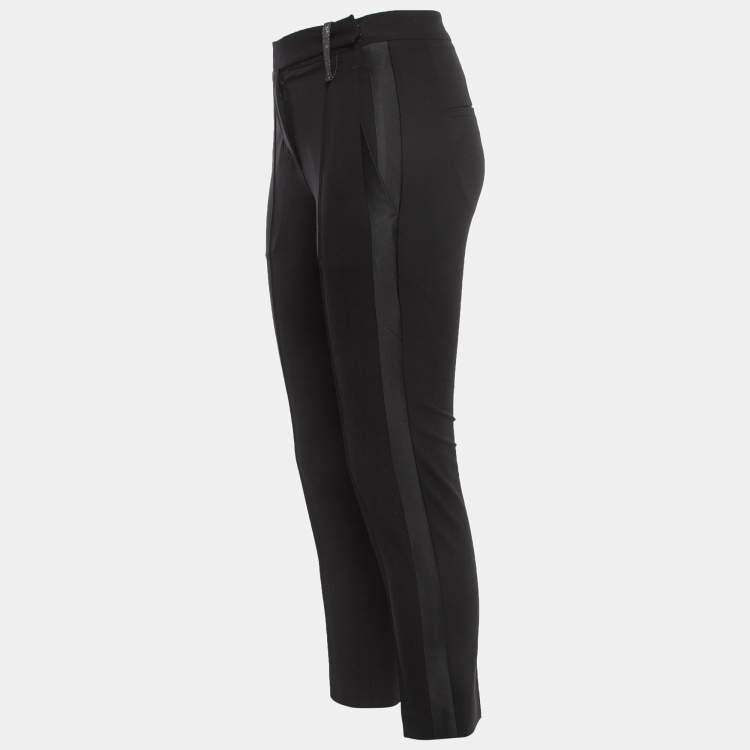Pre Owned Brunello Cucinelli Black Wool Blend Cropped Trousers XS