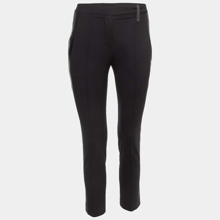 Pre Owned Brunello Cucinelli Black Wool Blend Cropped Trousers XS
