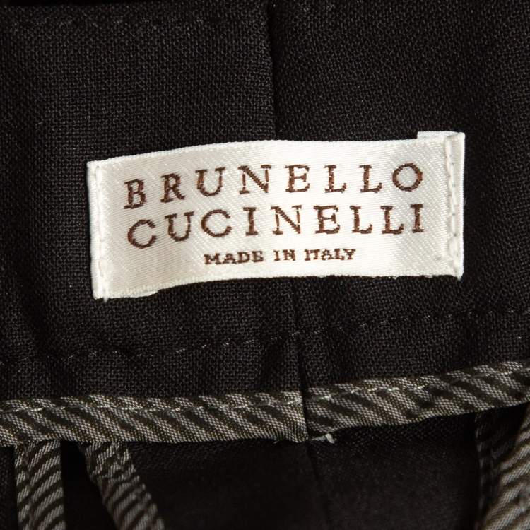Pre Owned Brunello Cucinelli Black Wool Blend Cropped Trousers XS