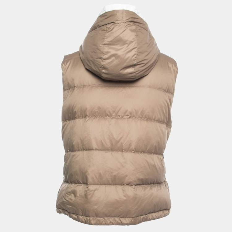 Pre Owned Brunello Cucinelli Brown Nylon Padded Hooded Gilet 2XL