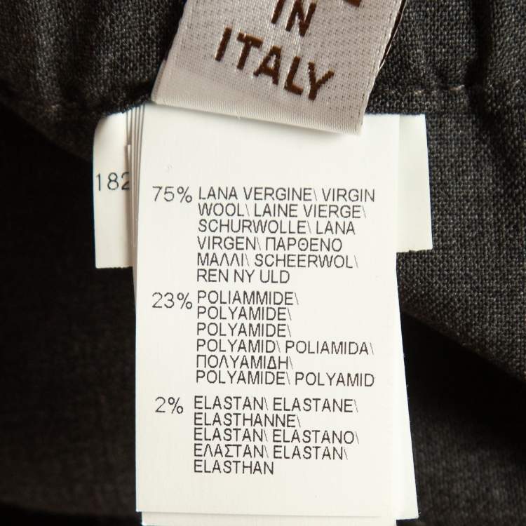 Pre Owned Brunello Cucinelli Grey Wool Blend Side Stripe Detailed Drawstring Trousers M