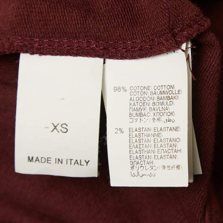 Pre Owned Brunello Cucinelli Burgundy Cotton Beaded Track Jacket XS