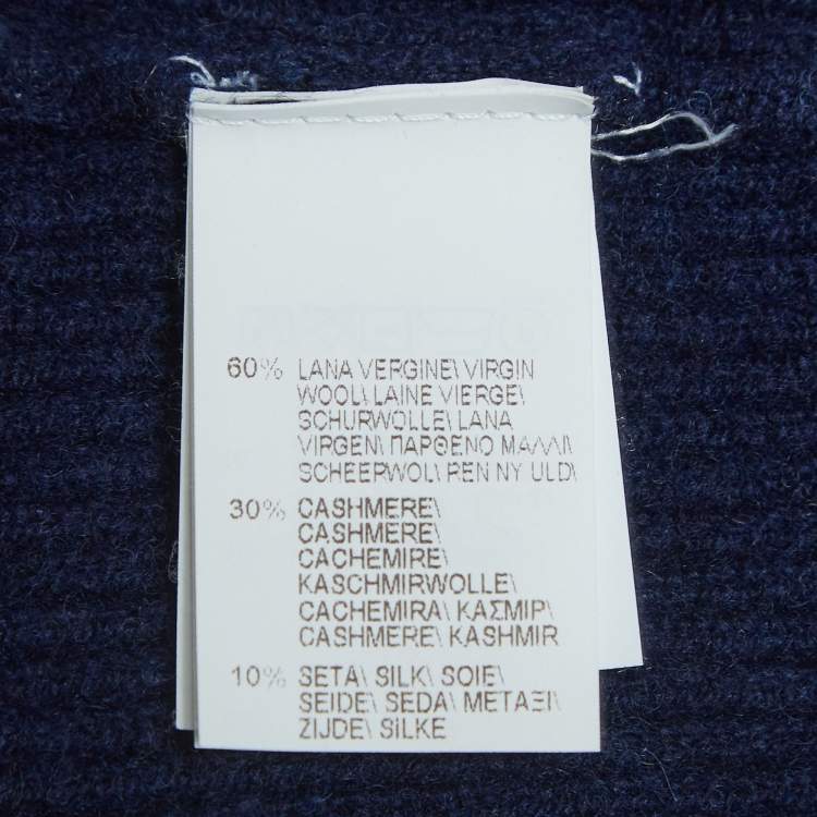 Pre Owned Brunello Cucinelli Blue Rib Knit Turtle Neck Sweater L