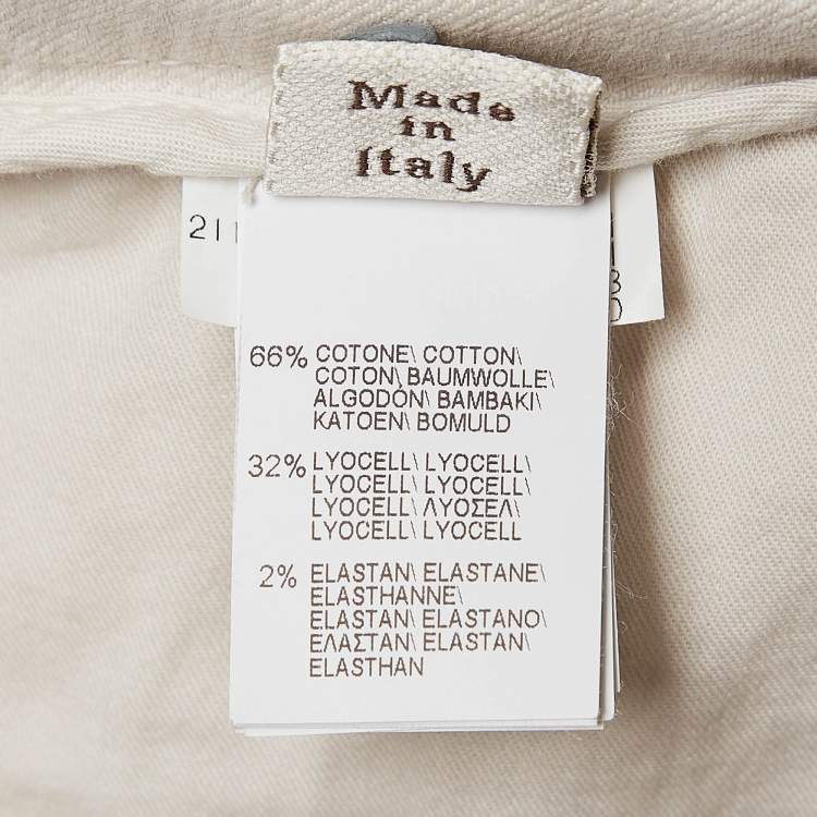 Pre Owned Brunello Cucinelli Cream Pleated Cotton Blend Formal Trousers S