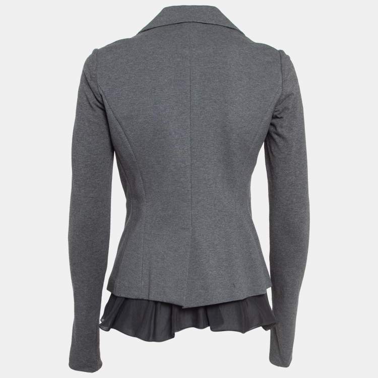Pre Owned Brunello Cucinelli Grey Knit Flared Blazer XS