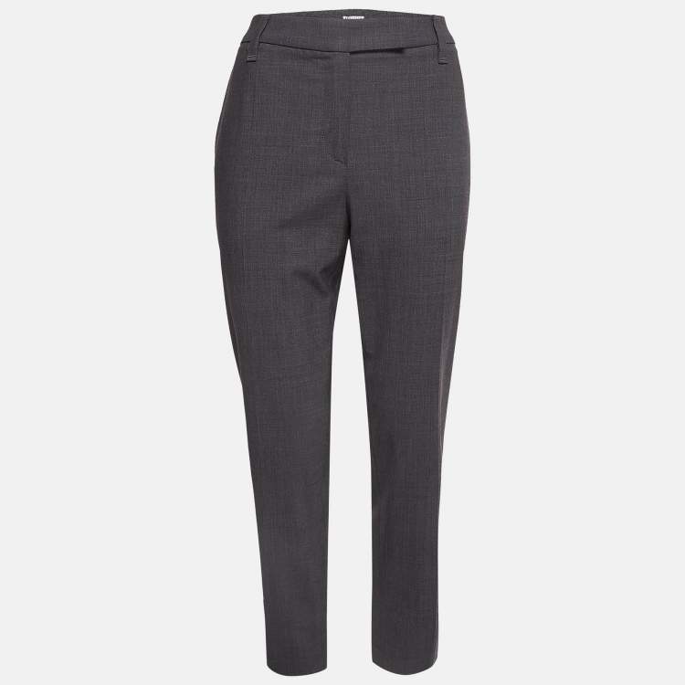 Pre Owned Brunello Cucinelli Grey Wool Blend Capri Pants L