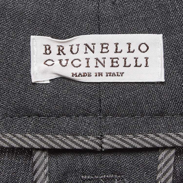 Pre Owned Brunello Cucinelli Grey Wool Blend Capri Pants L