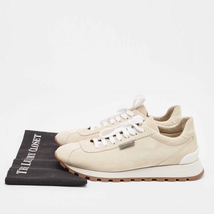Pre Owned Brunello Cucinelli Grey Suede Lace Up Sneakers Size 40
