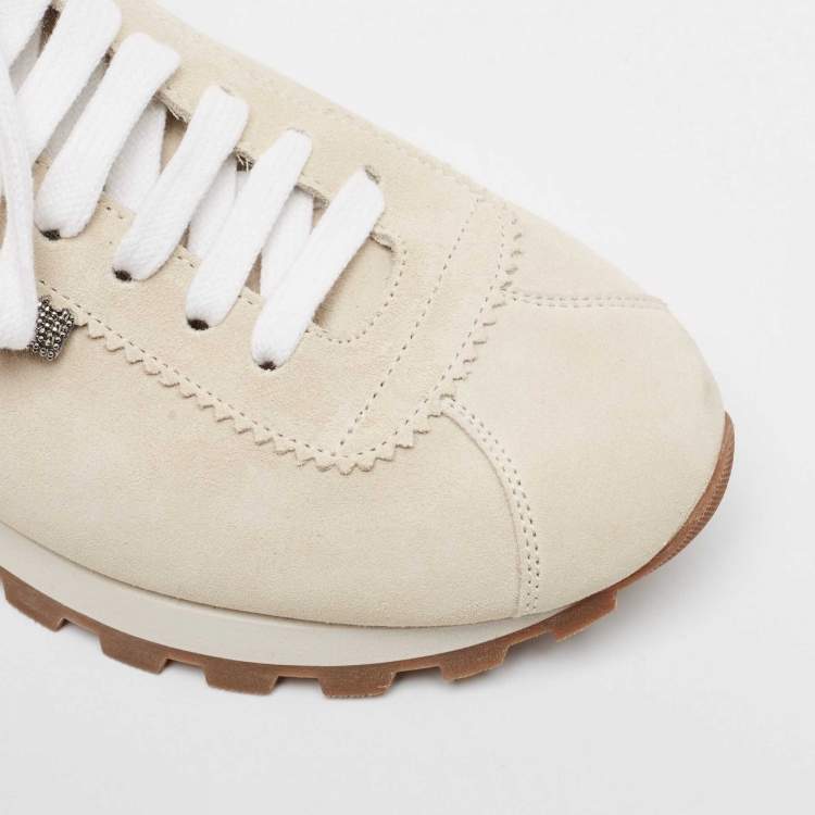 Pre Owned Brunello Cucinelli Grey Suede Lace Up Sneakers Size 40
