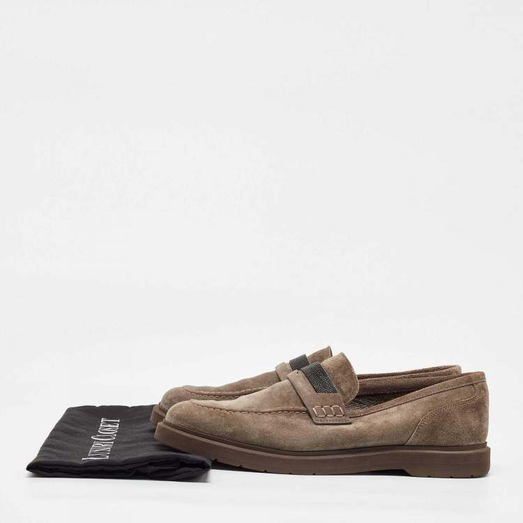 Pre Owned Brunello Cucinelli Brown Suede Monoli Loafers Size 40