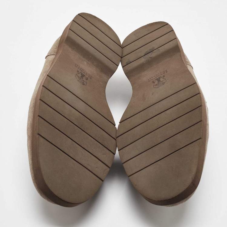 Pre Owned Brunello Cucinelli Brown Suede Monoli Loafers Size 40
