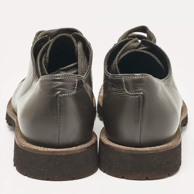 Pre Owned Brunello Cucinelli Two Tone Leather Lace Up Oxfords Size 37