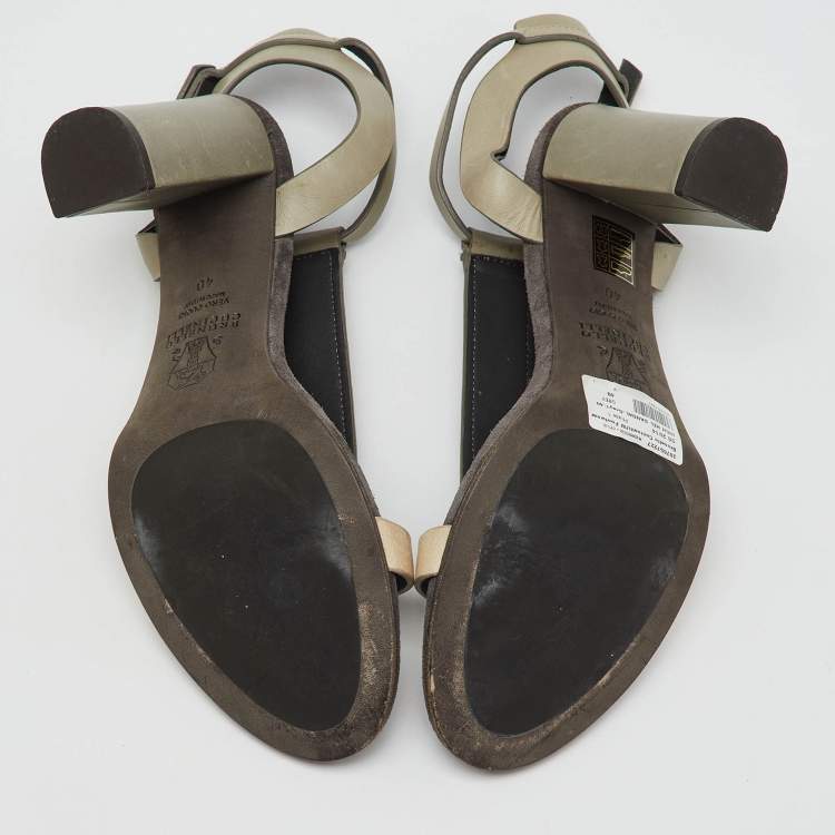 Pre Owned Brunello Cucinelli Multicolor Leather and Beads T-Strap Sandals Size 40