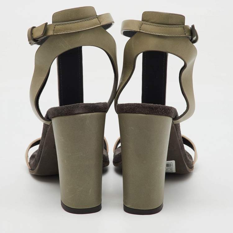 Pre Owned Brunello Cucinelli Multicolor Leather and Beads T-Strap Sandals Size 40