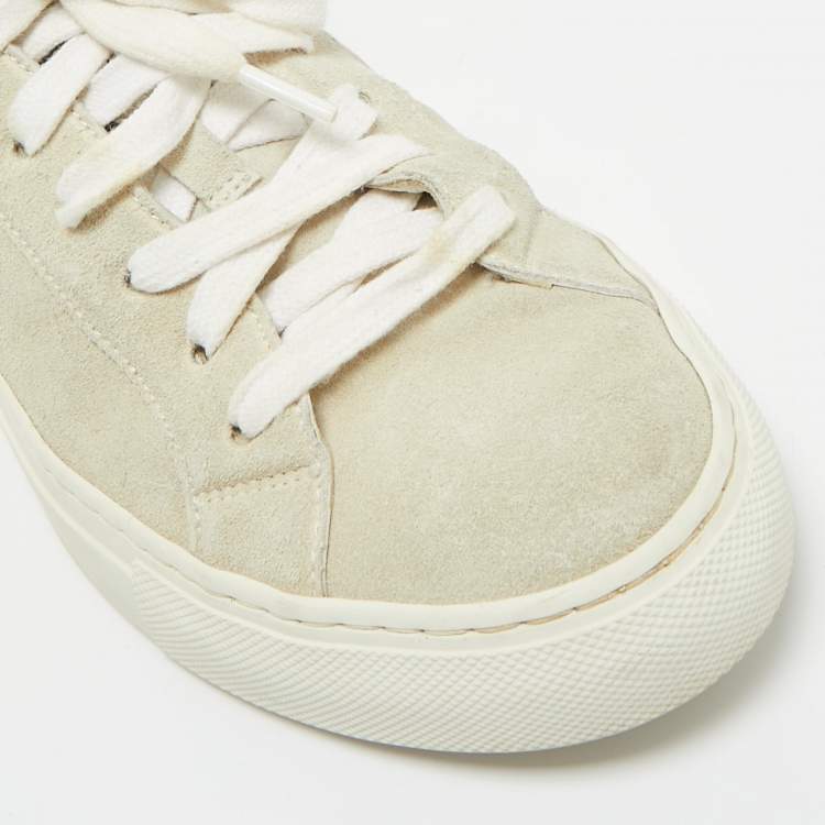 Pre Owned Brunello Cucinelli Grey Suede Low Top Sneakers Size 40