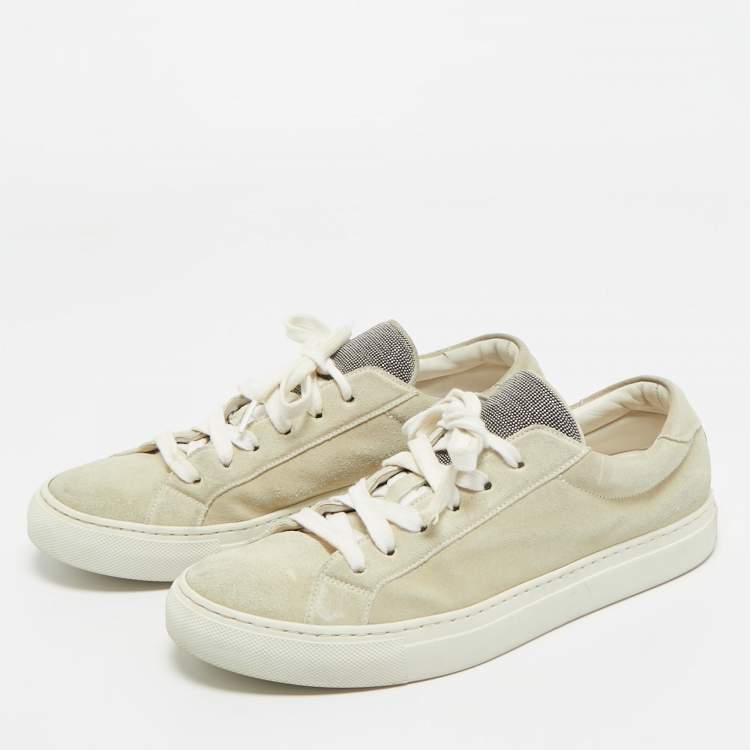 Pre Owned Brunello Cucinelli Grey Suede Low Top Sneakers Size 40