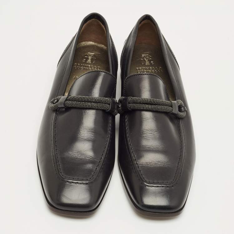 Pre Owned Brunello Cucinelli Black Leather Loafers Size 37