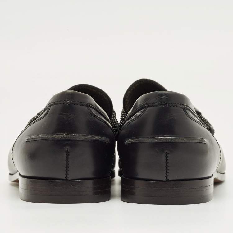 Pre Owned Brunello Cucinelli Black Leather Loafers Size 37
