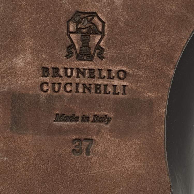 Pre Owned Brunello Cucinelli Black Leather Loafers Size 37