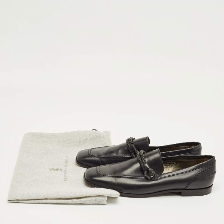 Pre Owned Brunello Cucinelli Black Leather Loafers Size 37