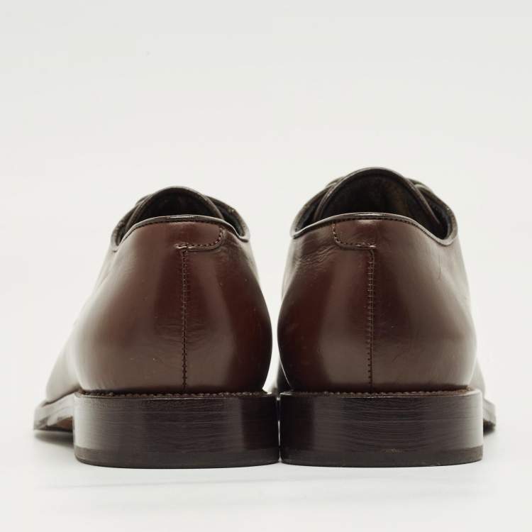 Pre Owned Brunello Cucinelli Brown Leather Monili Embellish Derby Size 38