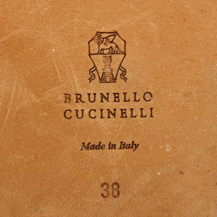 مملوكة مسبقًا Brunello Cucinelli Black Leather Beads Knot T-Strap Flat Sandals Size 38