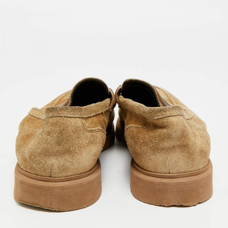 Pre Owned Brunello Cucinelli Brown Suede Monoli Penny Loafers Size 38