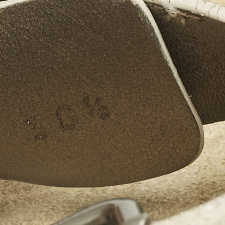 Pre Owned Brunello Cucinelli Off White Suede Flat Slide Sandals Size 38.5