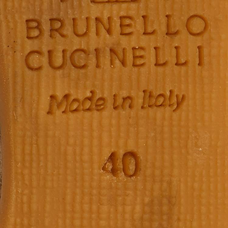 Pre Owned Brunello Cucinelli Size 40 Brown Leather Espadrille Platform Wedge Sandals