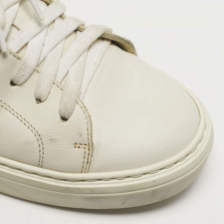 Pre Owned Brunello Cucinelli Size 40 Burgundy/White Leather Lace Up Sneakers