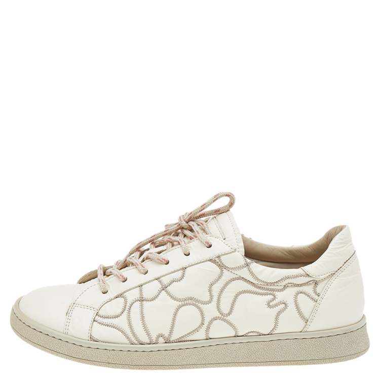 Pre Owned Brunello Cucinelli White Leather Low Top Sneakers Size 38
