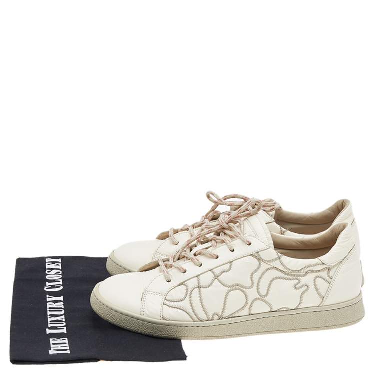 Pre Owned Brunello Cucinelli White Leather Low Top Sneakers Size 38