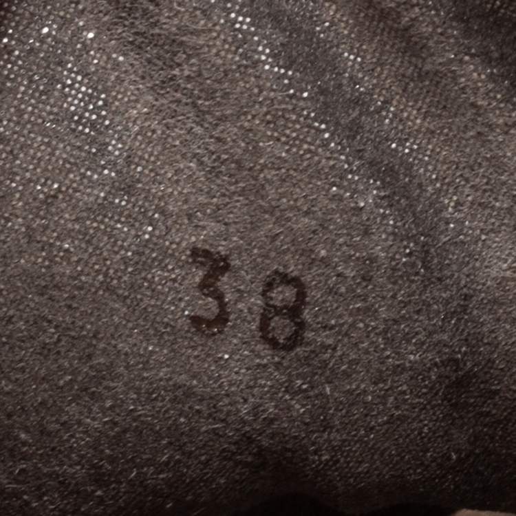 Pre Owned Brunello Cucinelli Metallic Grey Beads Monili Flat Slides Size 38