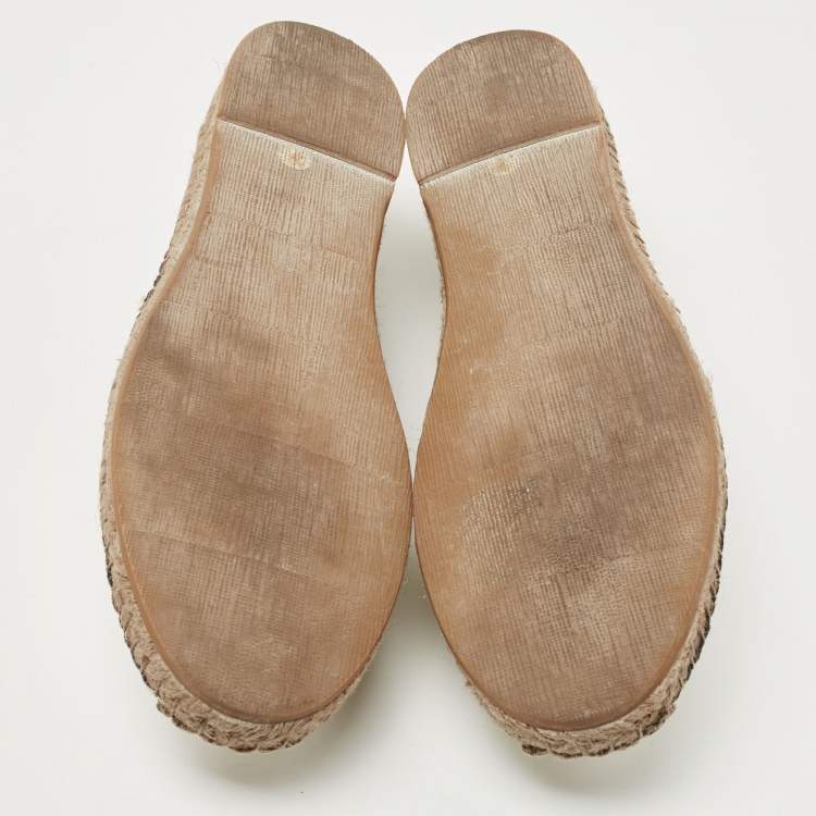 Pre Owned Brunello Cucinelli White Leather Slip On Espadrille Size 39