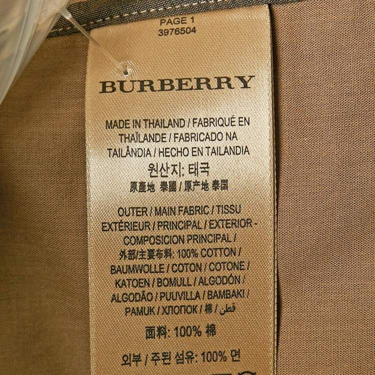 Pre Owned Burberry Brit Taupe Brown Checked Cotton Button Front Shirt XL