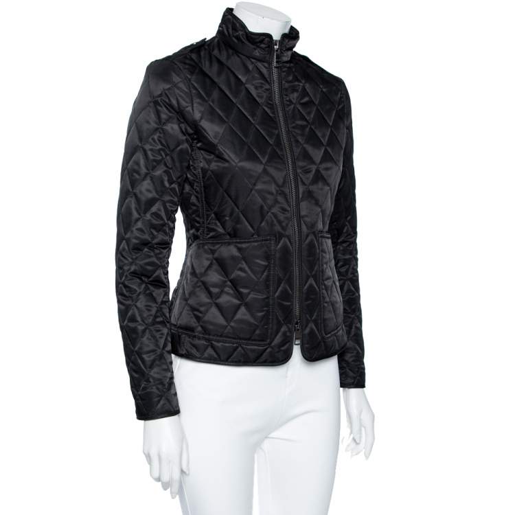 مملوكة مسبقًا Burberry Brit Black Synthetic Quilted Zip Front Jacket XS