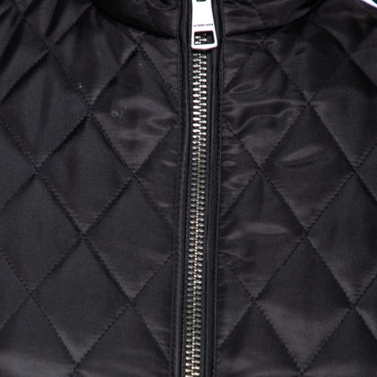 مملوكة مسبقًا Burberry Brit Black Synthetic Quilted Zip Front Jacket XS