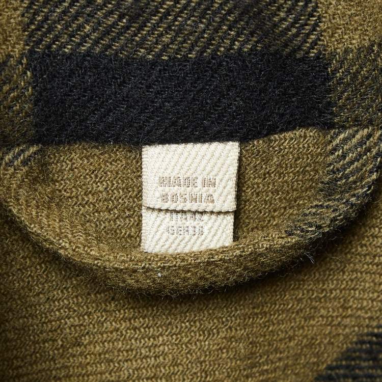 Pre Owned Burberry Green Nova Check Wool Blend Button Mid-Length Coat M