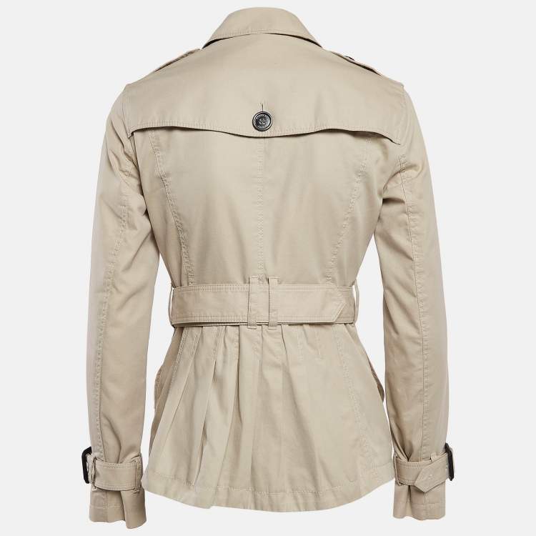 مملوكة مسبقًا Burberry Brit Beige Gabardine Belted Short Coat S