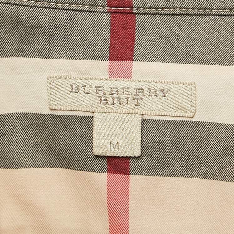 Pre Owned Burberry Brit Beige Nova Check Cotton Button Front Shirt M