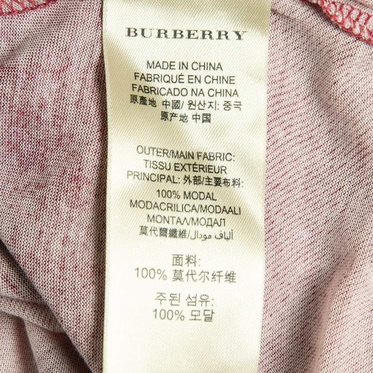 Pre Owned Burberry Brit Pink Plaid Modal Jersey Top L