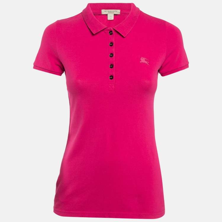 Burberry cheapest Brit Women's Fuschia Button Front Long Sleeve Polo Shirt Size XS