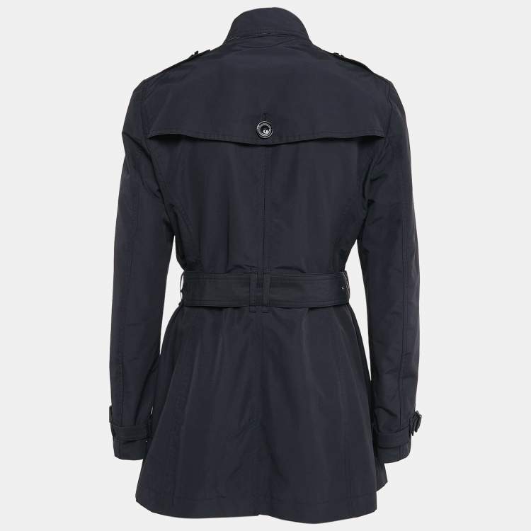 Pre Owned Burberry Brit Blue Cotton Blend Double Breasted Coat M