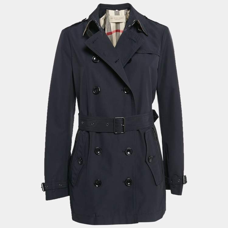 Burberry Brit Blue Cotton Blend Double Breasted Coat M Burberry Brit TLC