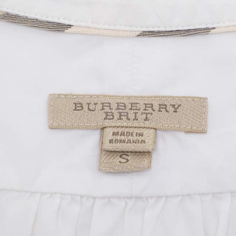 Pre Owned Burberry Brit White Cotton Button Front Top S