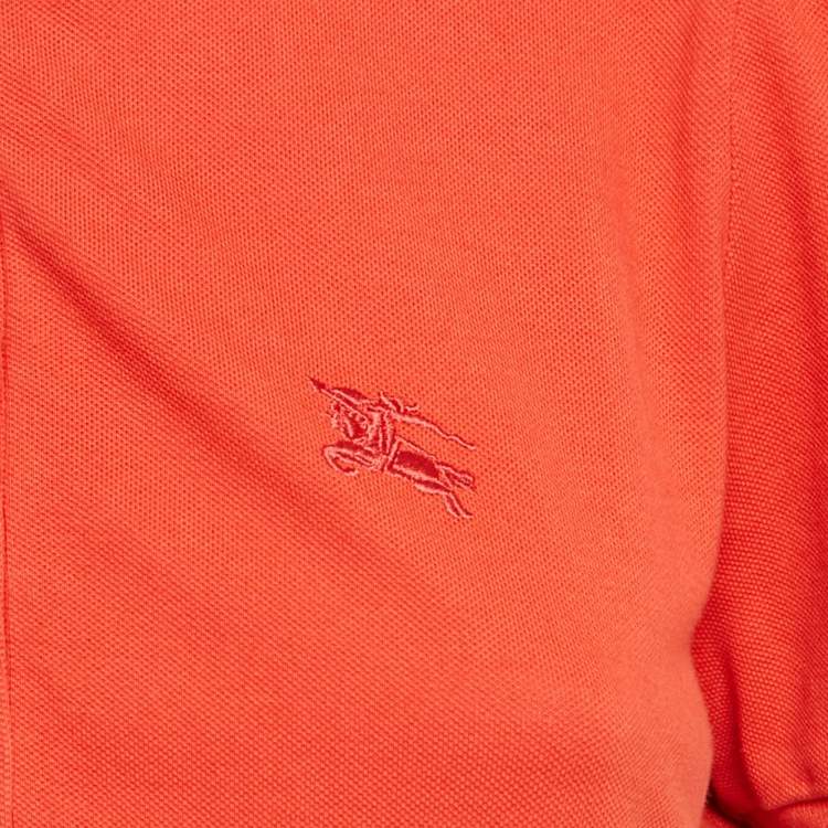 Pre Owned Burberry Brit Orange Cotton Knit Contrast Collar Top M