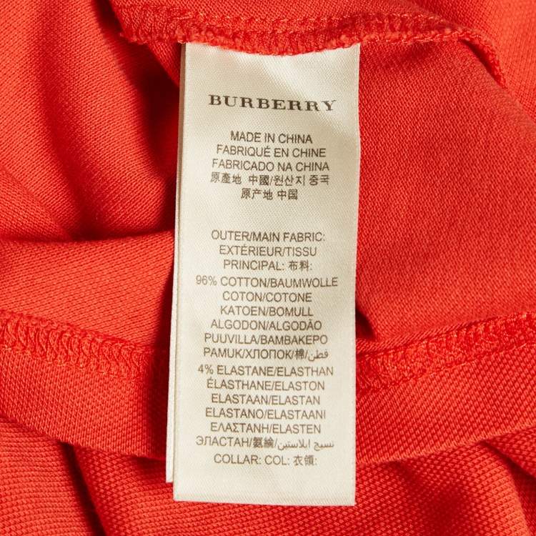 Pre Owned Burberry Brit Orange Cotton Knit Contrast Collar Top M