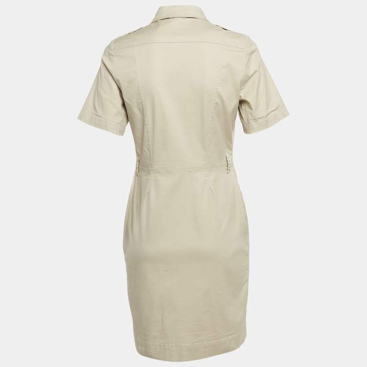 Pre Owned Burberry Brit Beige Cotton Utility Mini Dress M