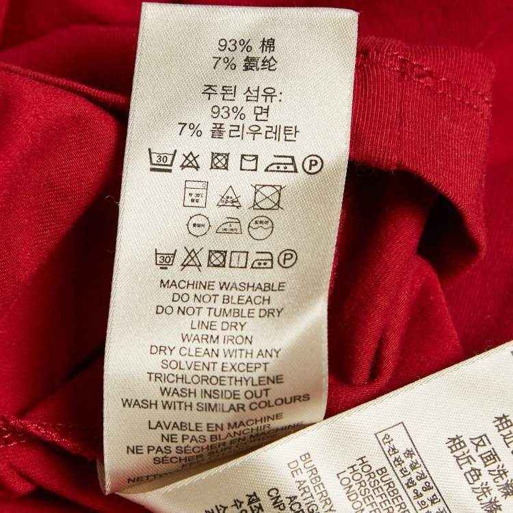 Pre Owned Burberry Brit Red Jersey Crewneck T-Shirt XS